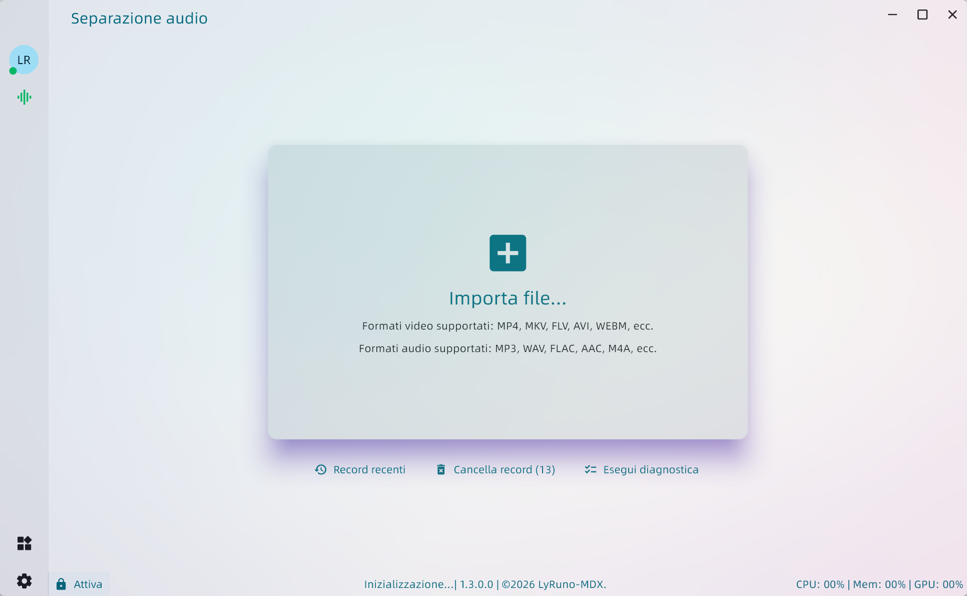 Carica audio o video