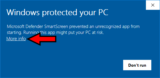 Windows signature warning